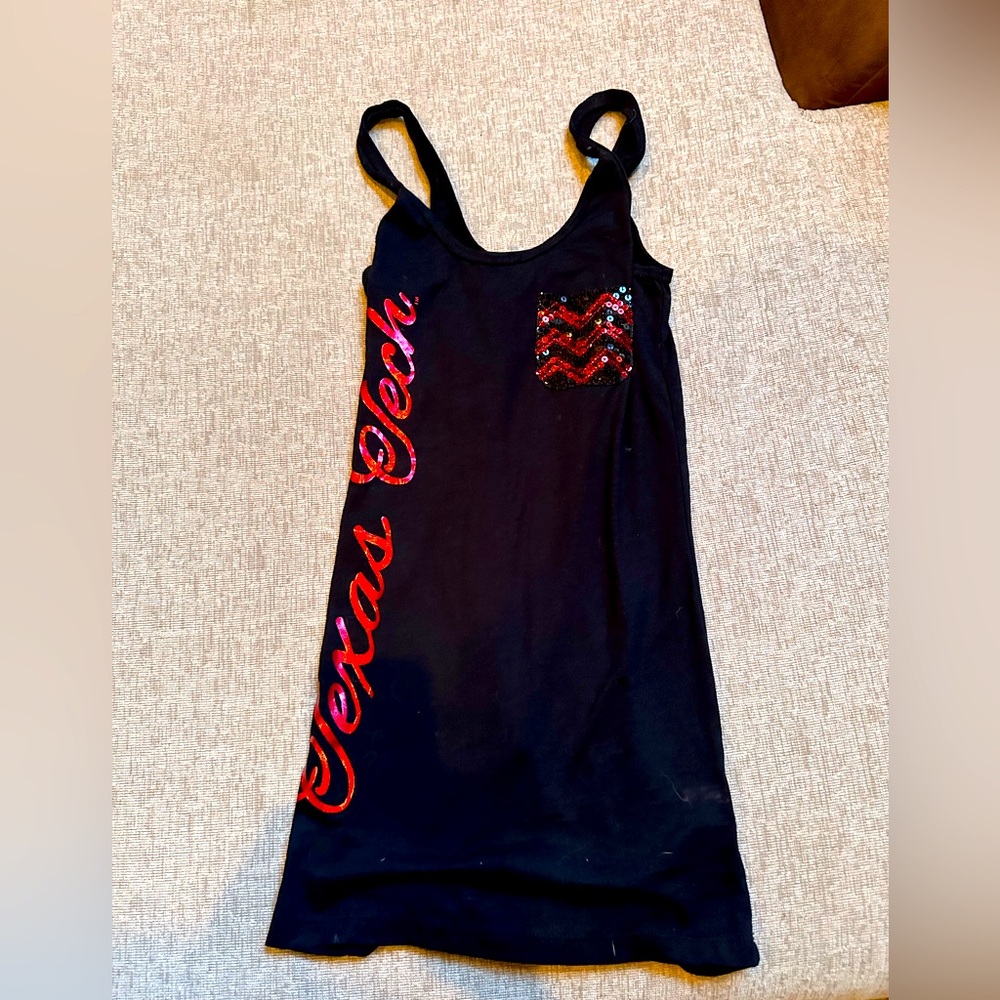 Black Texas Tech tank top with Red Sequins
